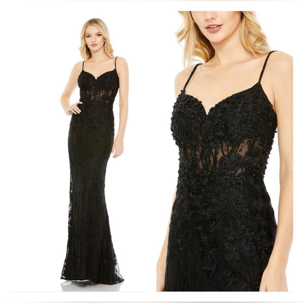 Mac Duggal 20429 NWT Embellished Sleeveless Illusion Bodice Gown